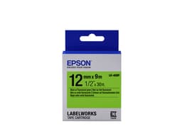 Epson LabelWorks LK-4GBF - Black on green - Roll (1.2 cm x 9 m) 1 roll(s) label tape - for LabelWorks LW-1000, LW-300, LW-400, LW-600, LW-700, LW-900, LW-K400, LW-Z700, LW-Z900