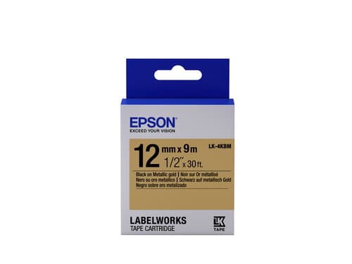 Epson LabelWorks LK-4KBM - Black on gold - Roll (1.2 cm x 9 m) 1 roll(s) label tape - for LabelWorks LW-1000, 300, 400, 600, 700, 900, K400, Z700, Z710, Z900