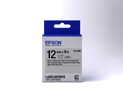 Epson LabelWorks LK-4SBE - Black on matte silver - Roll (1.2 cm x 2.9 m) 1 roll(s) label tape - for LabelWorks LW-1000, 300, 400, 600, 700, 900, K400, Z700, Z710, Z900 — view 3