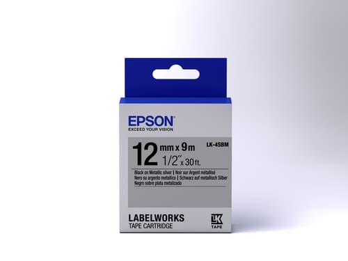 Epson LabelWorks LK-4SBM - Black on metallic silver - Roll (1.2 cm x 9 m) 1 roll(s) label tape - for LabelWorks LW-1000, 300, 400, 600, 700, 900, K400, Z700, Z710, Z900 — view 3