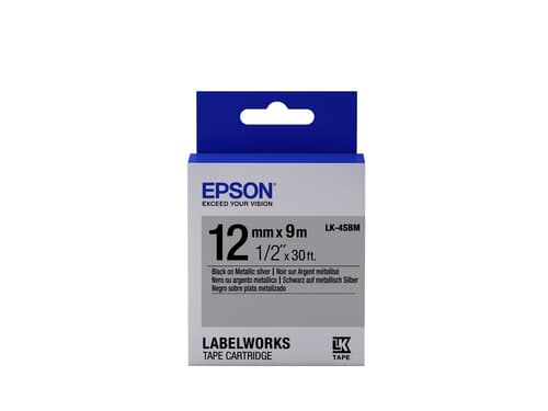 Epson LabelWorks LK-4SBM - Black on metallic silver - Roll (1.2 cm x 9 m) 1 roll(s) label tape - for LabelWorks LW-1000, 300, 400, 600, 700, 900, K400, Z700, Z710, Z900