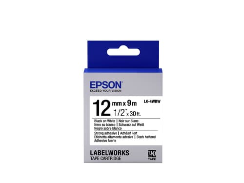 Epson LabelWorks LK-4WBW - Strong adhesive - black on white - Roll (1.2 cm x 9 m) 1 roll(s) label tape - for LabelWorks LW-1000, 300, 400, 600, 700, 900, K400, Z700, Z710, Z900