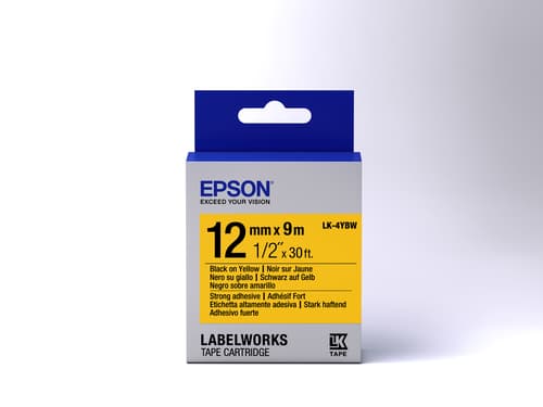 Epson LabelWorks LK-4YBW - Black on yellow - Roll (1.2 cm x 9 m) 1 roll(s) label tape - for LabelWorks LW-1000, 300, 400, 600, 700, 900, K400, Z700, Z710, Z900 — view 3