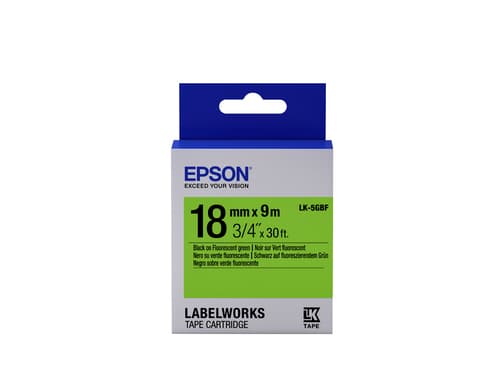 Epson LabelWorks LK-5GBF - Black on green - Roll (1.8 cm x 9 m) 1 roll(s) label tape - for LabelWorks LW-1000, LW-400, LW-600, LW-700, LW-900, LW-K400, LW-Z700, LW-Z710, LW-Z900