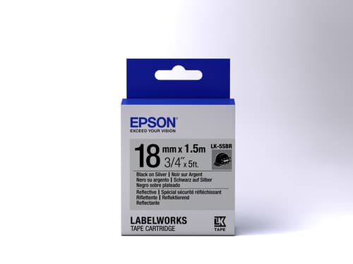 Epson LabelWorks LK-5SBR - Black on silver - Roll (1.8 cm x 1.5 m) 1 roll(s) label tape - for LabelWorks LW-1000, LW-400, LW-600, LW-700, LW-900, LW-K400, LW-Z700, LW-Z710, LW-Z900 — view 3