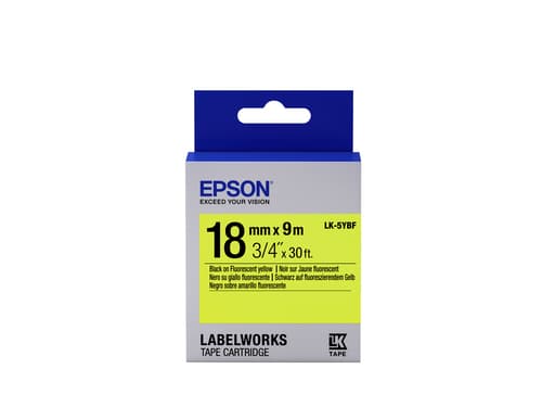 Epson LabelWorks LK-5YBF - Black on fluorescent yellow - Roll (1.8 cm x 9 m) 1 roll(s) label tape - for LabelWorks LW-1000, LW-400, LW-600, LW-700, LW-900, LW-K400, LW-Z700, LW-Z710, LW-Z900