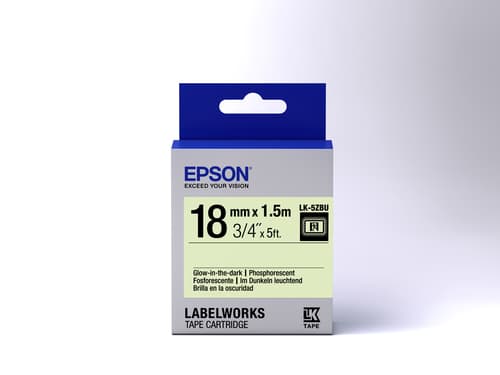 Epson LabelWorks LK-5ZBU - Glow in the dark - Roll (1.8 cm x 1.5 m) 1 roll(s) label tape - for LabelWorks LW-1000, LW-400, LW-600, LW-700, LW-900, LW-K400, LW-Z700, LW-Z710, LW-Z900 — view 3