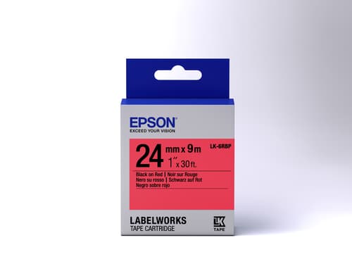 Epson LabelWorks LK-6RBP - Black on red - Roll (2.4 cm x 9 m) 1 roll(s) label tape - for LabelWorks LW-1000P, LW-600P, LW-700, LW-900P, LW-Z700FK, LW-Z710, LW-Z900FK — view 3