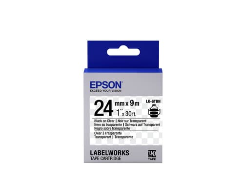 Epson LabelWorks LK-6TBN - Black on transparent - Roll (2.4 cm x 9 m) 1 roll(s) label tape - for LabelWorks LW-1000P, LW-600P, LW-700, LW-900P, LW-Z700FK, LW-Z900FK — view 1