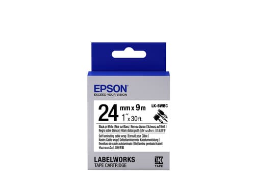Epson LabelWorks LK-6WBC - Black on white - Roll (2.4 cm x 9 m) 1 roll(s) cable wrap - for LabelWorks LW-1000P, LW-600P, LW-700, LW-900P, LW-Z700FK, LW-Z710, LW-Z900FK