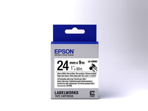 Epson LabelWorks LK-6WBC - Black on white - Roll (2.4 cm x 9 m) 1 roll(s) cable wrap - for LabelWorks LW-1000P, LW-600P, LW-700, LW-900P, LW-Z700FK, LW-Z710, LW-Z900FK — view 3