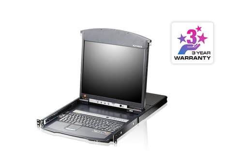 ATEN KL1508AiM - KVM console with KVM switch - 8 ports - PS/2, USB - 17" - rack-mountable - 1280 x 1024 @ 75 Hz - VGA - 1U — view 1