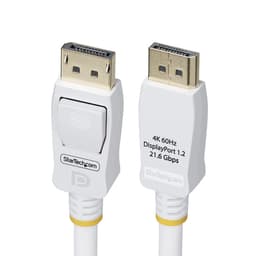 StarTech.com 6ft White VESA Certified DisplayPort 1.2 Cable with Latches - DisplayPort cable - DisplayPort (M) latched to DisplayPort (M) latched - DisplayPort 1.2 - 1.8 m - 4K60Hz support, 2K144Hz support, 1080p support 240Hz, halogen-free, passive - white