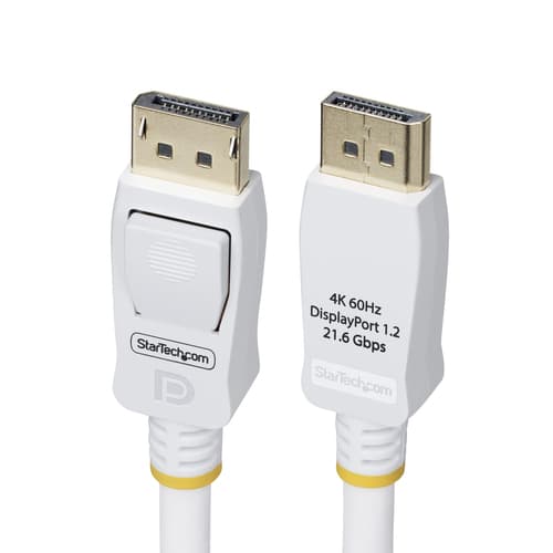 StarTech.com 6ft White VESA Certified DisplayPort 1.2 Cable with Latches - DisplayPort cable - DisplayPort (M) latched to DisplayPort (M) latched - DisplayPort 1.2 - 1.8 m - 4K60Hz support, 2K144Hz support, 1080p support 240Hz, halogen-free, passive - white
