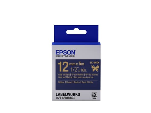 Epson LabelWorks LK-4HKK - Satin - gold on navy - Roll (1.2 cm x 5 m) 1 cassette(s) ribbon tape - for LabelWorks LW-1000, 300, 400, 600, 700, 900, K400, Z5000, Z5010, Z700, Z710, Z900