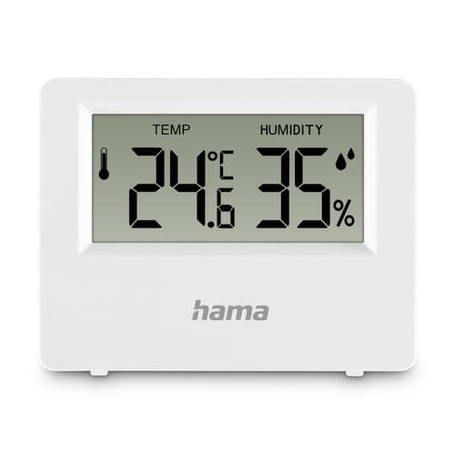 Hama Ebro Thermometer and Hygrometer, Digital, For Indoors or Outdoors, white