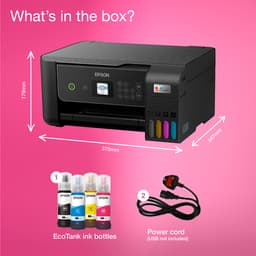 Epson EcoTank ET-2870 - Multifunction printer - colour - ink-jet - ITS - A4 (media) - up to 10 ppm (printing) - 100 sheets - Wi-Fi, USB - black