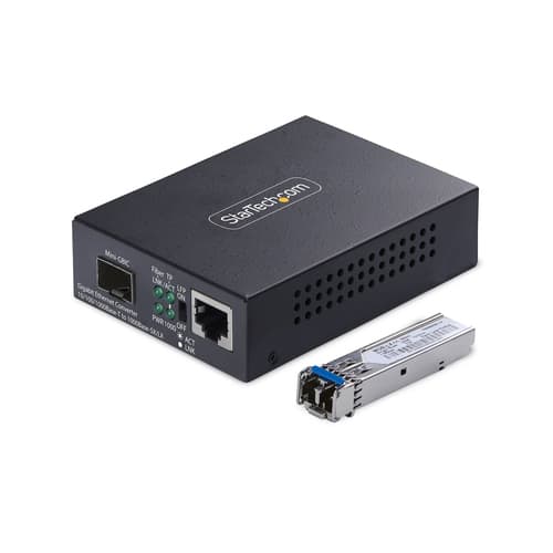 StarTech.com - Fibre media converter - 1GbE - over fibre optic - 1000Base-T, 1000Base-LX, 10Base-T, 100Base-TX - LC Duplex single-mode / RJ-45 - up to 40 km - 1310 nm - TAA Compliant
