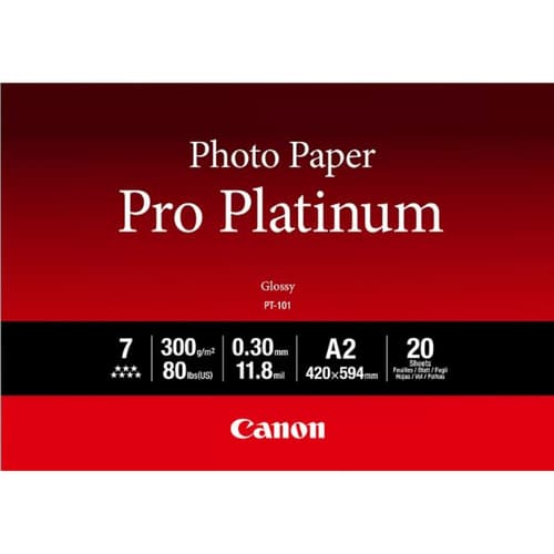 Canon Pro Platinum PT-101 - High-glossy - 300 micron - A2 (420 x 594 mm) - 300 g/m� - 20 sheet(s) photo paper
