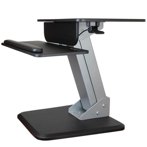 StarTech.com Height Adjustable Standing Desk Converter - Sit Stand Desk with One-finger Adjustment - Ergonomic Desk (ARMSTS) - Mounting kit (clamp plate, keyboard tray, pneumatic arm, base, keyboard tray backing, workstation, mounting pillar, small pressure pads (keyboard tray), circular pressure pads (base), back plate (keyboard)) - for LCD display / PC equipment - steel - black, silver - screen size: 12"-30" - desktop - for P/N: ARMPIVOTB, ARMPIVOTHD, ARMPIVOTV2, LTRISERP, MONSTADJD, MONSTADJD