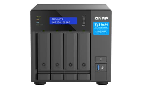 QNAP TVS-H474 - NAS server - 4 bays - SATA 6Gb/s - RAID JBOD, 0, 1, 5, 6, 10, TM, RAID TP - RAM 8 GB - Gigabit Ethernet / 2.5 Gigabit Ethernet - iSCSI support