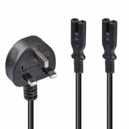 2.5M Y CABLE UK 3 PIN TO 2 X IEC C7