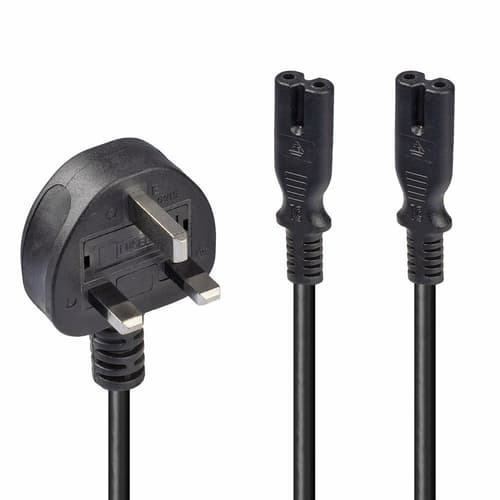 2.5M Y CABLE UK 3 PIN TO 2 X IEC C7 — view 1