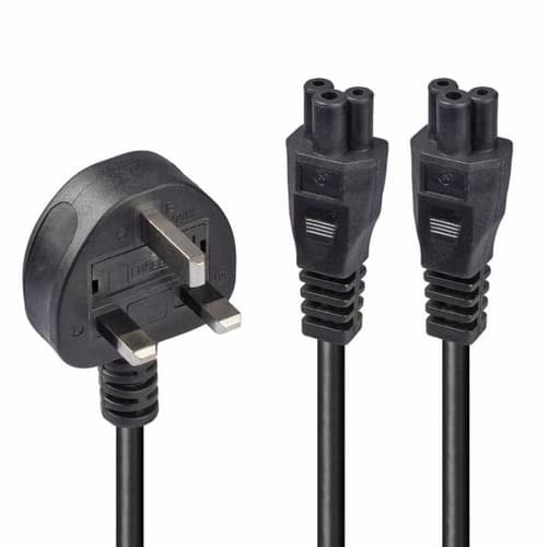 2.5M Y CABLE UK 3 PIN TO 2 X IEC C5 — view 1