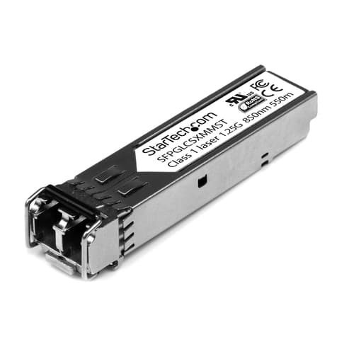 StarTech.com Cisco GLC-SX-MM Compatible SFP Module, 1000BASE-SX, 1GbE Multimode Fiber MMF Optic Transceiver, Gigabit Ethernet SFP, LC Connector, 550m, 850nm, Cisco IE3400, IE3300, IE3200 (SFPGLCSXMMST) - SFP (mini-GBIC) transceiver module - 1GbE - 1000Base-SX - LC multi-mode - up to 550 m - 850 nm - for P/N: ET91000SFP2, ET91000SFP2C, IES101002SFP, MCM1110SFP, PEX1000SFP2