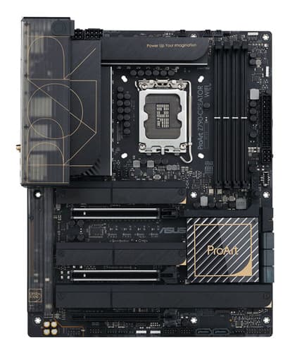 ASUS ProArt Z790-CREATOR WIFI - Motherboard - ATX - LGA1700 Socket - Z790 Chipset - USB4, USB 3.2 Gen 2, USB-C 3.2 Gen 2x2, USB 3.2 Gen 1 - 10 Gigabit LAN, 2.5 Gigabit LAN, Wi-Fi 6E, Bluetooth - onboard graphics (CPU required) - HD Audio (8-channel) — view 3