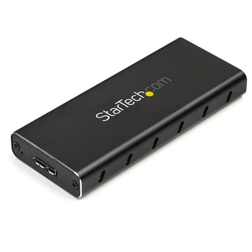 StarTech.com M.2 SSD Enclosure for M.2 SATA SSDs - USB 3.1 (10Gbps) with USB-C Cable - External Enclosure for USB-C Host - Aluminum (SM21BMU31C3) - Storage enclosure - M.2 - SATA 6Gb/s - USB 3.1 (Gen 2) - black, silver - for P/N: TBLT3MM1MA, TBLT3MM2M, TBLT3MM2MA
