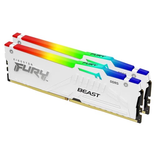 Kingston FURY Beast RGB - DDR5 - kit - 32 GB: 2 x 16 GB - DIMM 288-pin - 6000 MHz / PC5-48000 - CL30 - 1.4 V - unbuffered - on-die ECC - white