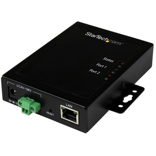 StarTech.com 2 Port Serial-to-IP Ethernet Device Server - RS232 - Metal and Mountable - Serial Device Server - RS232 Serial-Over-IP (NETRS2322P) - Device server - 2 ports - 100Mb LAN, RS-232 - AC 120/230 V / DC 9 - 36 V - in wall