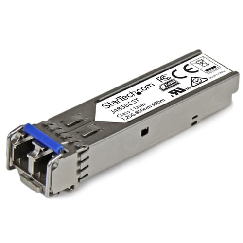 StarTech.com HPE J4858C Compatible SFP Module, 1000BASE-SX, 1GbE Multi Mode (MMF) Fiber Optic Transceiver, 1GE Gigabit Ethernet SFP, LC Connector, 550m, 850nm, DDM, HPE 1400, 1700, 1820 - Lifetime Warranty (J4858CST) - SFP (mini-GBIC) transceiver module (equivalent to: HP J4858C) - 1GbE - 1000Base-SX - LC multi-mode - up to 550 m - 850 nm - for P/N: IES101G2SFPW, IES101GP2SFW