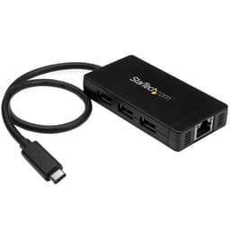 StarTech.com 3 Port USB C Hub with Ethernet - USB-C to 3x USB-A w/ Power Adapter & Gigabit Ethernet - Thunderbolt 3 Compatible - USB C Network Adapter (HB30C3A1GE) - Hub - 3 x SuperSpeed USB 3.0 + 1 x 10/100/1000 - desktop