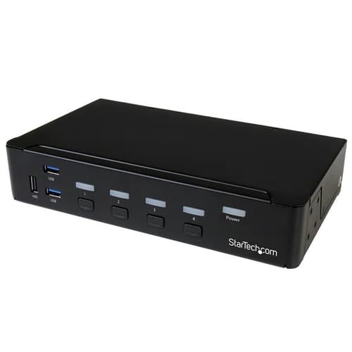 StarTech.com 4 Port DisplayPort KVM Switch - DP KVM Switch with Audio and Built-in USB 3.0 Hub for Peripherals - 4K 30Hz (SV431DPU3A2) - KVM / USB switch - 4 x KVM / audio / USB + 3 x SuperSpeed USB - 1 local user - rack-mountable - AC 120/230 V / DC 9 - 12 V - for P/N: SV431RACK