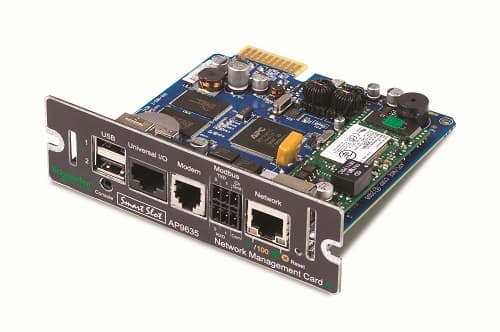 APC Network Management Card 2 with Environmental Monitoring, Out of Band Management and Modbus - Remote management adapter - SmartSlot - 10/100 Ethernet - for P/N: GVX500K1250GS, GVX500K1500GS, GVX750K1250GS, GVX750K1500GS, GVX750K1500HS — view 1