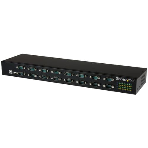 StarTech.com USB to Serial Hub - 16 Port - COM Port Retention - Rack Mount and Daisy Chainable - FTDI USB to RS232 Hub (ICUSB23216FD) - Serial adapter - USB 2.0 - RS-232 x 16 - black