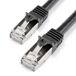 StarTech.com 1m CAT6 Ethernet Cable, 10 Gigabit Shielded Snagless RJ45 100W PoE Patch Cord, CAT 6 10GbE SFTP Network Cable w/Strain Relief, Black, Fluke Tested/Wiring is UL Certified/TIA - Category 6 - 26AWG (N6SPAT1MBK) - Patch cable - RJ-45 (M) to RJ-45 (M) - 1 m - SFTP - CAT 6 - molded, snagless - black