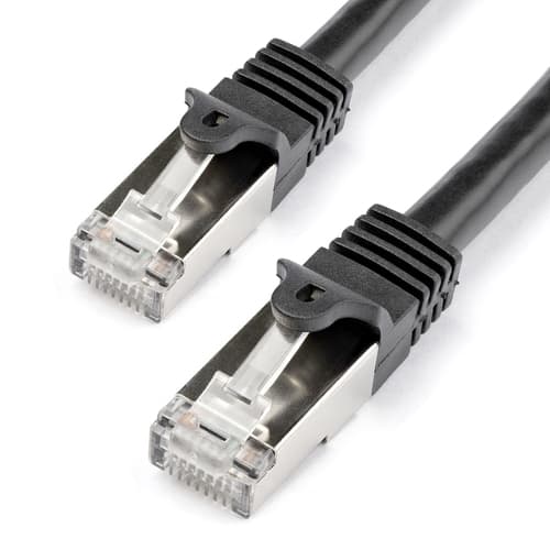 StarTech.com 1m CAT6 Ethernet Cable, 10 Gigabit Shielded Snagless RJ45 100W PoE Patch Cord, CAT 6 10GbE SFTP Network Cable w/Strain Relief, Black, Fluke Tested/Wiring is UL Certified/TIA - Category 6 - 26AWG (N6SPAT1MBK) - Patch cable - RJ-45 (M) to RJ-45 (M) - 1 m - SFTP - CAT 6 - molded, snagless - black