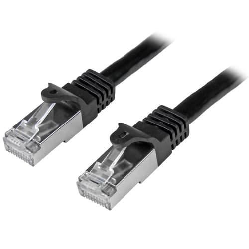StarTech.com 2m CAT6 Ethernet Cable, 10 Gigabit Shielded Snagless RJ45 100W PoE Patch Cord, CAT 6 10GbE SFTP Network Cable w/Strain Relief, Black, Fluke Tested/Wiring is UL Certified/TIA - Category 6 - 26AWG (N6SPAT2MBK) - Patch cable - RJ-45 (M) to RJ-45 (M) - 2 m - SFTP - CAT 6 - molded, snagless - black