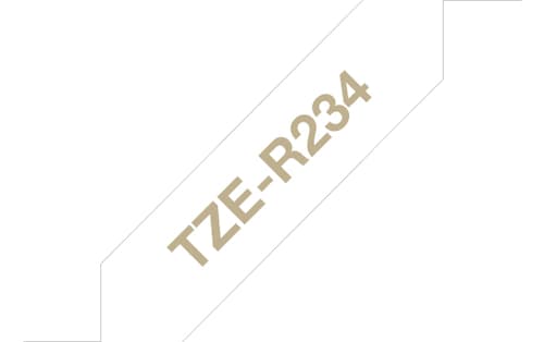 Brother TZe-R234 - Gold on white - Roll (1.2 cm x 4 m) 1 cassette(s) ribbon tape - for Brother PT-P750, P950, P-Touch PT-E310, P-Touch Cube PT-P300, P-Touch Cube Pro PT-P910