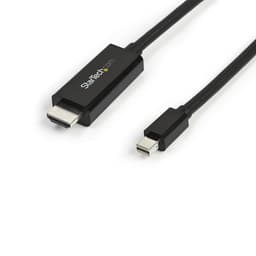 StarTech.com Mini DisplayPort to HDMI Adapter Cable - mDP to HDMI Adapter with Built-in Cable - Black - 3 m (10 ft.) - Ultra HD 4K 30Hz (MDP2HDMM3MB) - Adapter cable - Mini DisplayPort male to HDMI male - 3 m - black - 4K support