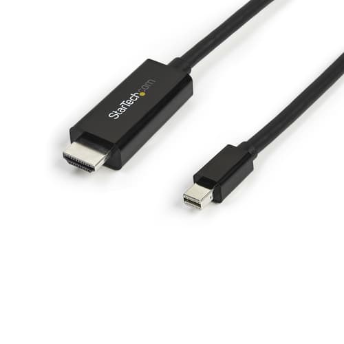 StarTech.com Mini DisplayPort to HDMI Adapter Cable - mDP to HDMI Adapter with Built-in Cable - Black - 3 m (10 ft.) - Ultra HD 4K 30Hz (MDP2HDMM3MB) - Adapter cable - Mini DisplayPort male to HDMI male - 3 m - black - 4K support