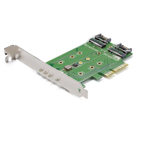 StarTech.com 3-port M.2 SSD (NGFF) Adapter Card - Supports 1x PCIe (NVMe) M.2 SSD, 2x SATA III M.2 SSDs - PCIe 3.0 Adapter (PEXM2SAT32N1) - Interface adapter - M.2 - M.2 Card / SATA 6Gb/s - PCIe 3.0