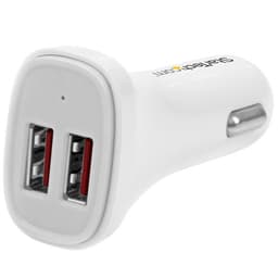 StarTech.com Dual Port USB Car Charger - 24W/4.8A White - Car power adapter - 24 Watt - 4.8 A - 2 output connectors (USB) - white - for P/N: USBLT1MW, USBLT1MWS, USBLT2MBR, USBLT2MW, USBLT30CMW, USBLTM1MBK, USBLTM1MWH