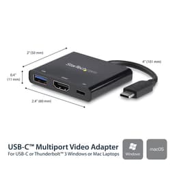 StarTech.com USB-C to HDMI Adapter - 4K 30Hz - Thunderbolt 3 Compatible - with Power Delivery (USB PD) - USB C Adapter Converter (CDP2HDUACP) - Docking station - USB-C / Thunderbolt 3 - HDMI