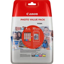 Canon CLI-571 XL C/M/Y/BK Photo Value Pack - 4-pack - 11 ml - black, yellow, cyan, magenta - original - ink tank / paper kit - for PIXMA TS5051, TS5053, TS5055, TS6050, TS6051, TS6052, TS8051, TS8052, TS9050, TS9055