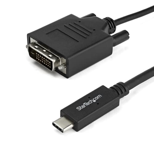 StarTech.com USB-C to DVI Cable - 6 ft / 2m - 1080p - 1920x1200 - USB-C DVI Monitor Cable - USB C Cable - Computer Monitor Cable (CDP2DVIMM2MB) - USB / DVI cable - 24 pin USB-C (M) to DVI-D (M) - Thunderbolt 3 / USB 3.1 - 2 m - 1920 x 1200 (WUXGA) support - black - for P/N: TB4CDOCK