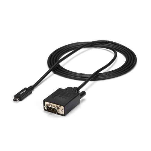 StarTech.com 6ft (2m) USB C to VGA Cable, 1920x1200/1080p USB Type C to VGA Video Active Adapter Cable, Thunderbolt 3 Compatible, Laptop to VGA Monitor/Projector, DP Alt Mode HBR2 Cable - 2m USB-C Video Cable (CDP2VGAMM2MB) - Video / USB cable - 24 pin USB-C (M) to HD-15 (VGA) (M) - 2 m - 1920 x 1200 (WUXGA) support - black - for P/N: TB4CDOCK